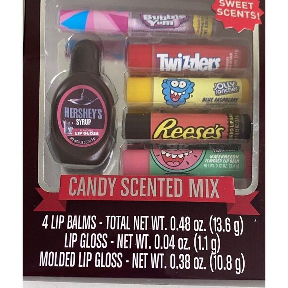 6 Piece Hershey Scented Lip Gloss Balm Jolly Rancher Reese's Twizzler Bubble Yum - Picture 2 of 10